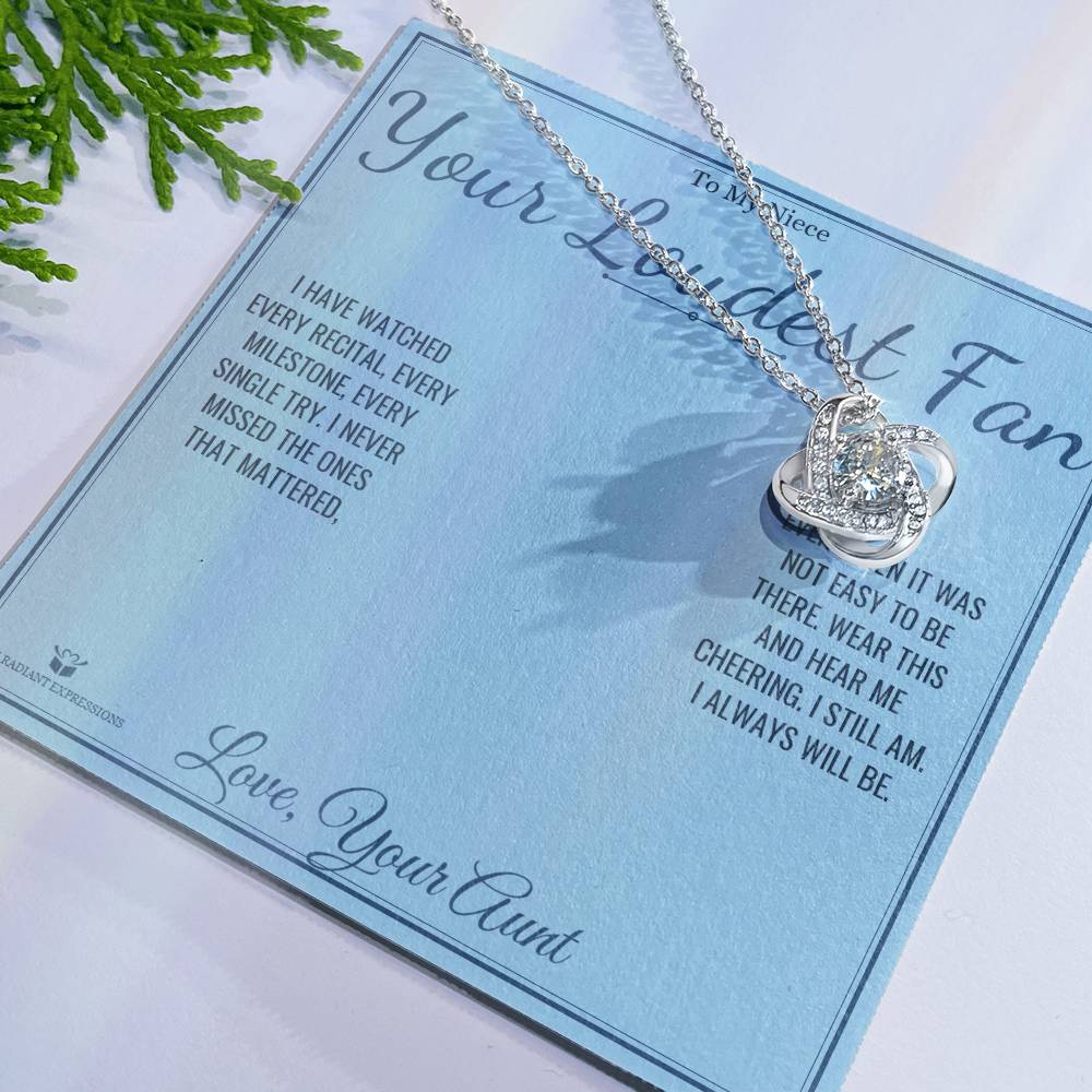 Your Loudest Fan - Love Knot Necklace for Niece - personalized keepsake gift from SKH Radiant Expressions