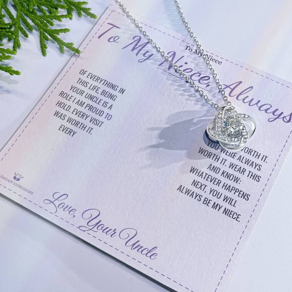 To My Niece, Always - Love Knot Necklace for Niece - personalized keepsake gift from SKH Radiant Expressions