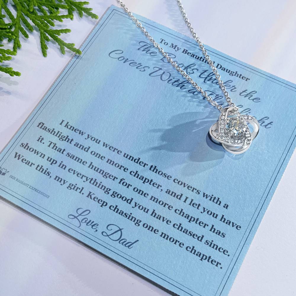 The Books Under the Covers With a Flashlight - Love Knot Necklace for Daughter