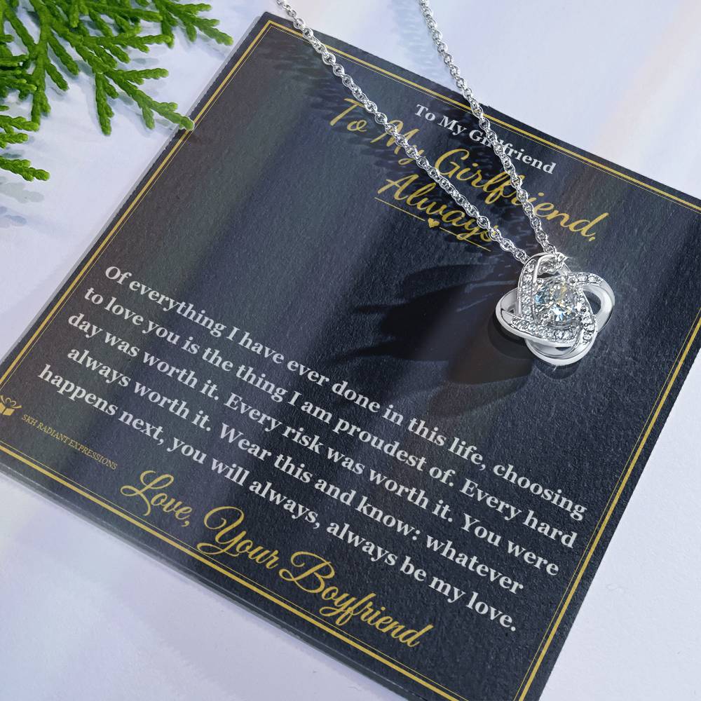 To My Girlfriend, Always - Love Knot Necklace for Girlfriend