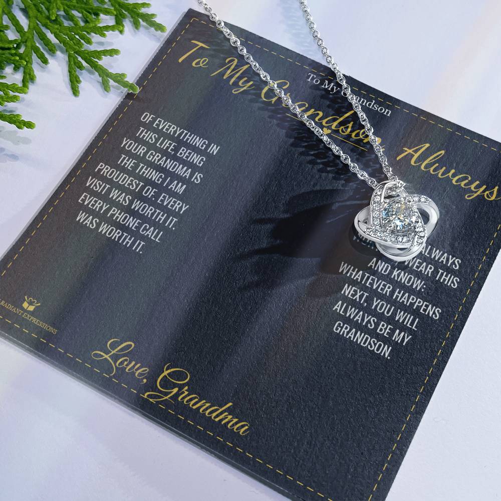 To My Grandson, Always - Love Knot Necklace for Grandson - personalized keepsake gift from SKH Radiant Expressions