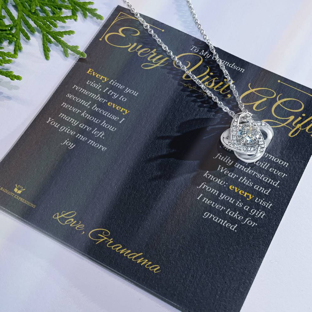 Every Visit, A Gift - Love Knot Necklace for Grandson