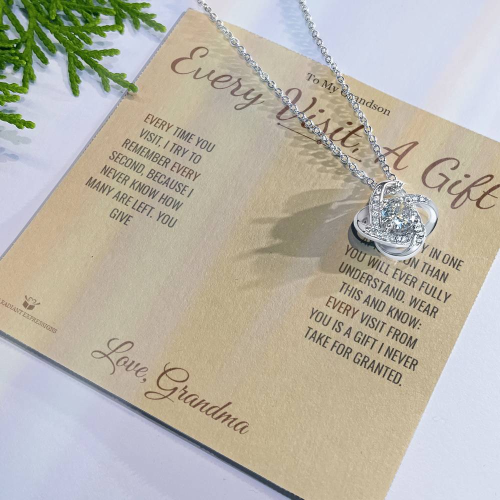 Every Visit, A Gift - Love Knot Necklace for Grandson - personalized keepsake gift from SKH Radiant Expressions