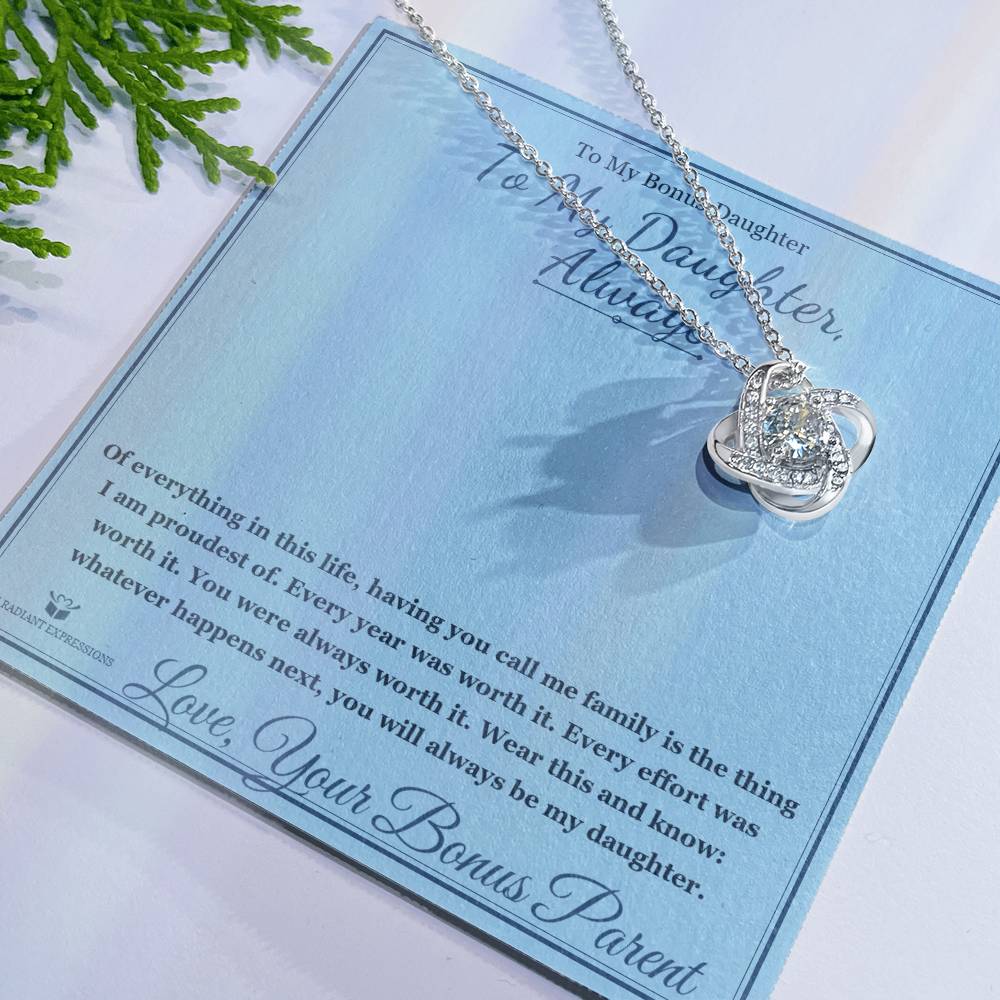 To My Daughter, Always - Love Knot Necklace for Stepdaughter