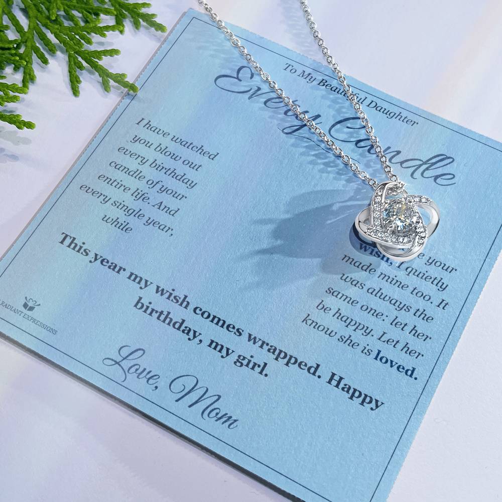 Every Candle - Love Knot Necklace for Daughter - personalized keepsake gift from SKH Radiant Expressions