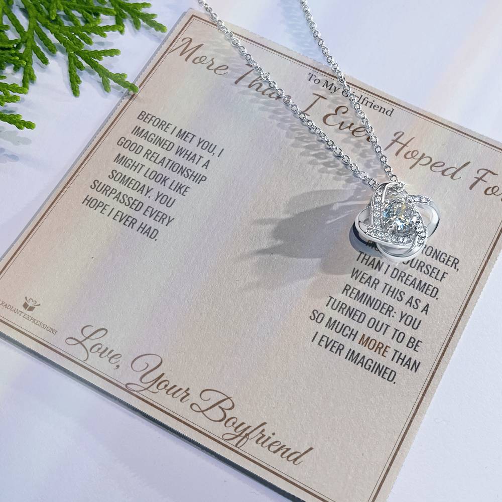 More Than I Ever Hoped For - Love Knot Necklace for Girlfriend - personalized keepsake gift from SKH Radiant Expressions