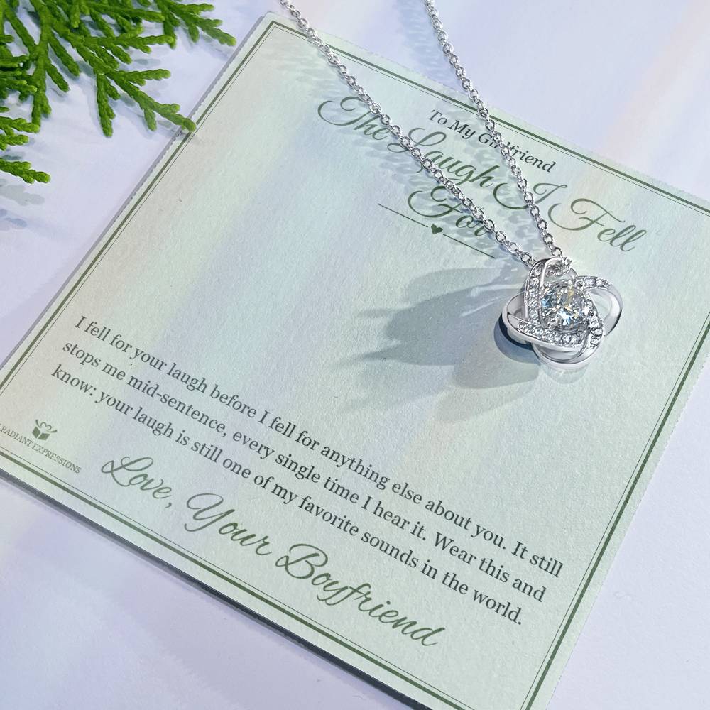 The Laugh I Fell For - Love Knot Necklace with Red Rose Box for Girlfriend