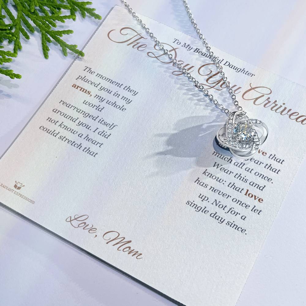 The Day You Arrived - Love Knot Necklace for Daughter