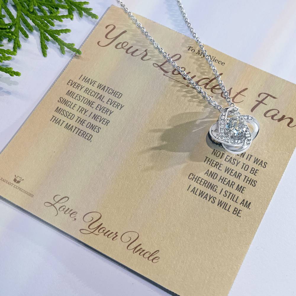 Your Loudest Fan - Love Knot Necklace for Niece - personalized keepsake gift from SKH Radiant Expressions