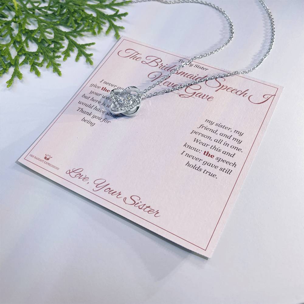 The Bridesmaid Speech I Never Gave - Love Knot Necklace for Sister