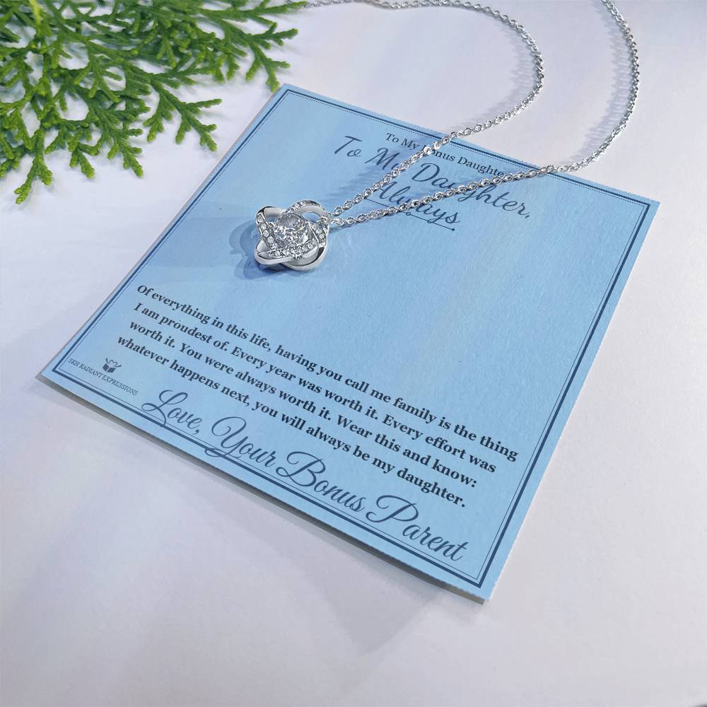 To My Daughter, Always - Love Knot Necklace for Stepdaughter