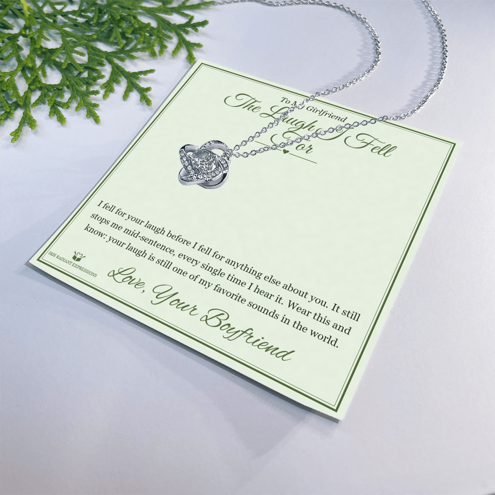 The Laugh I Fell For - Love Knot Necklace with Red Rose Box for Girlfriend