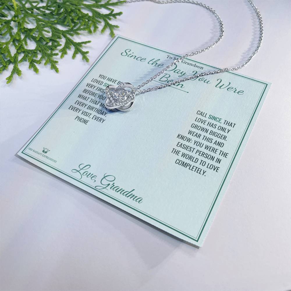 Since the Day You Were Born - Love Knot Necklace for Grandson