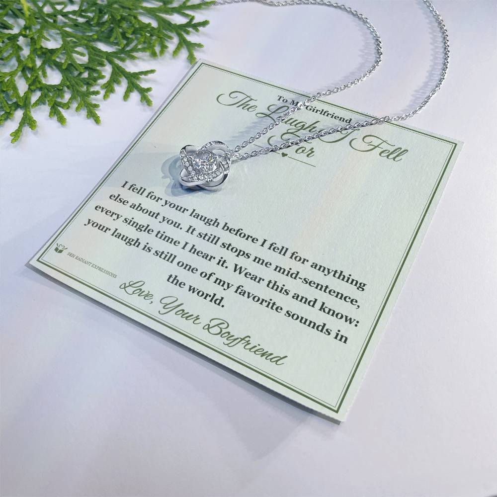 The Laugh I Fell For - Love Knot Necklace with Red Rose Box for Girlfriend
