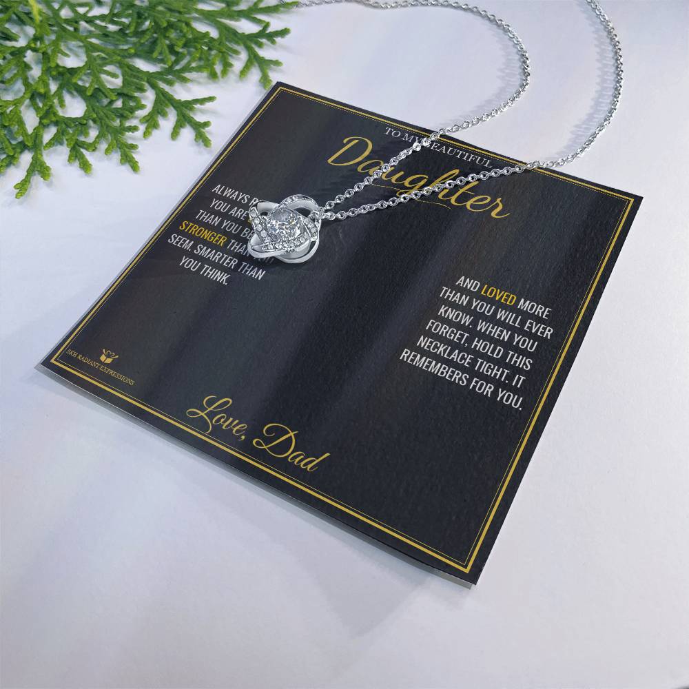 Braver. Stronger. Loved. - Love Knot Necklace for Daughter