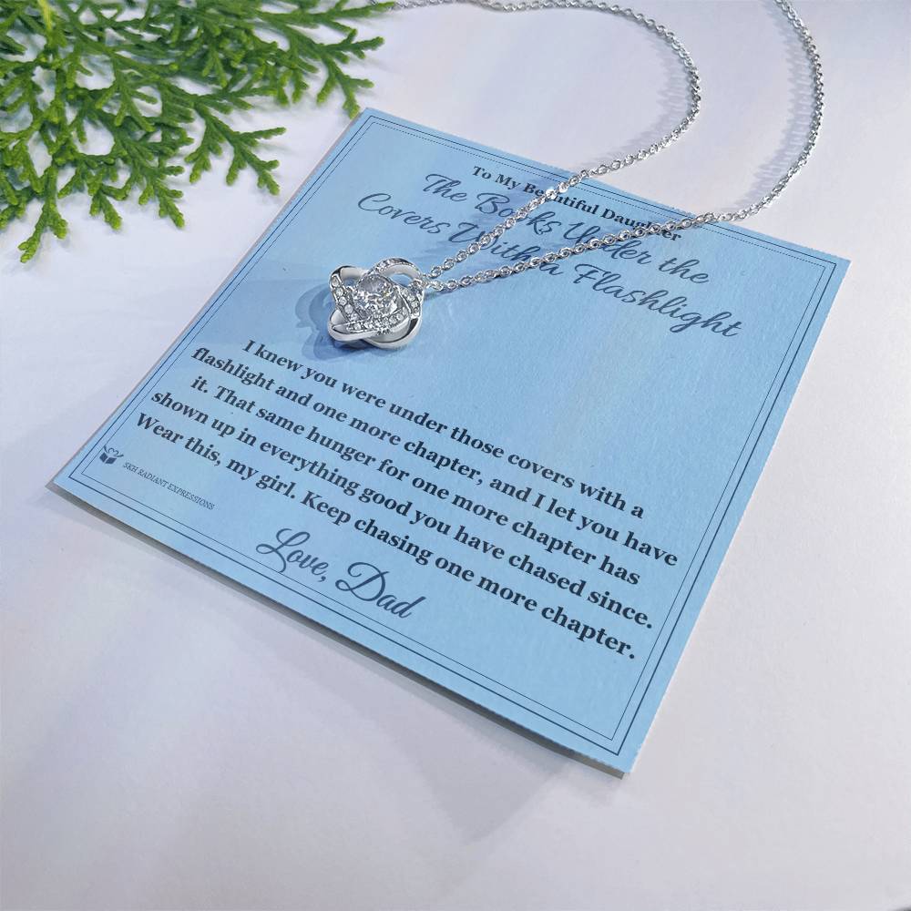 The Books Under the Covers With a Flashlight - Love Knot Necklace for Daughter
