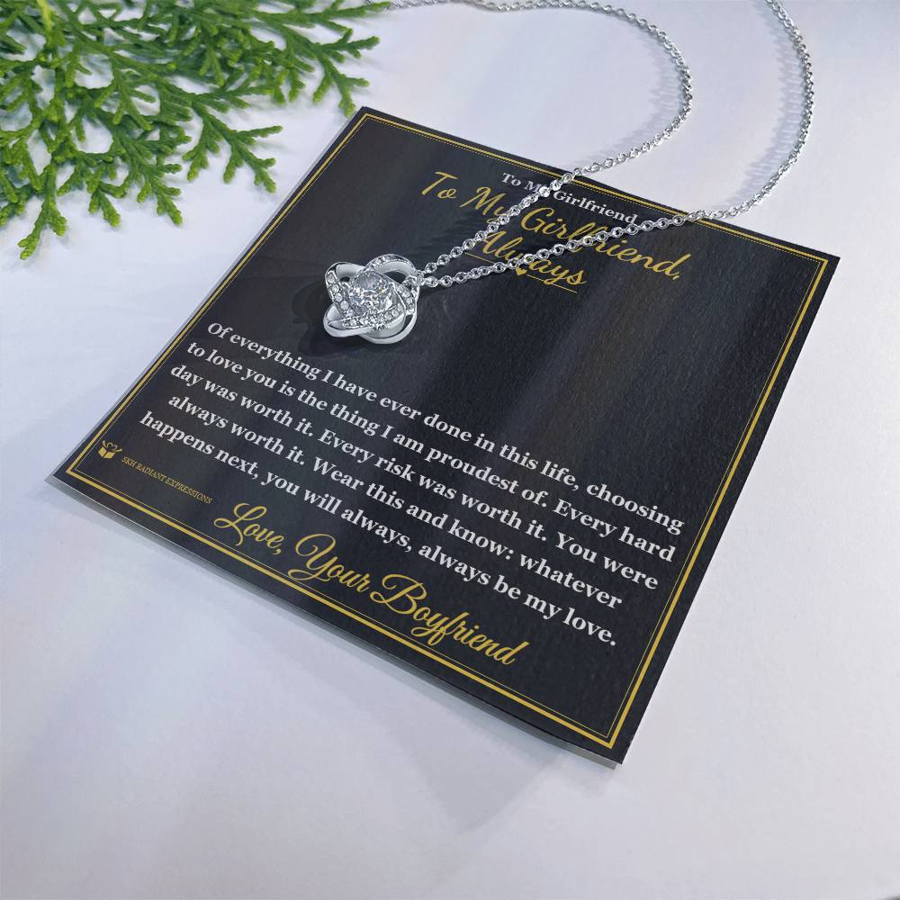 To My Girlfriend, Always - Love Knot Necklace for Girlfriend