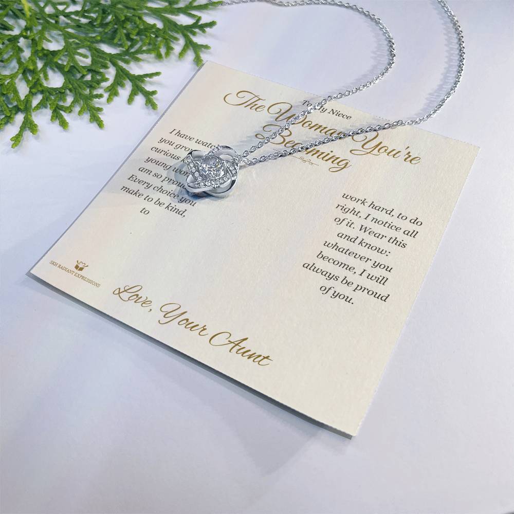 The Woman You're Becoming - Love Knot Necklace for Niece