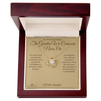Love Knot Necklace gift box, ready to give to neighbor