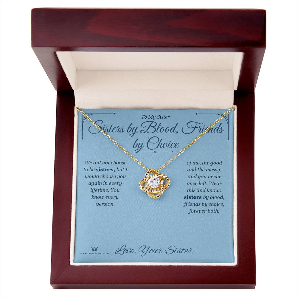 Love Knot Necklace gift box, ready to give to sister
