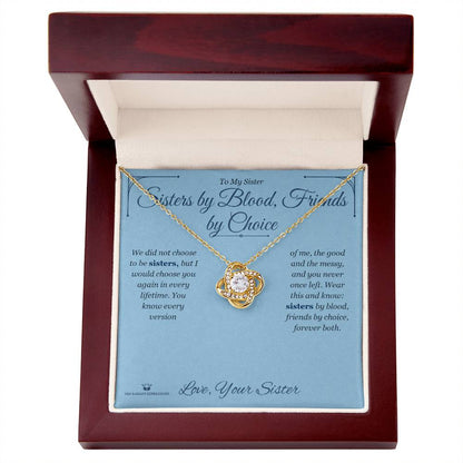 Love Knot Necklace gift box, ready to give to sister