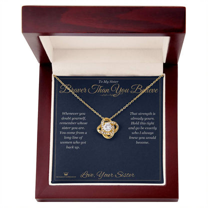 Love Knot Necklace gift box, ready to give to sister