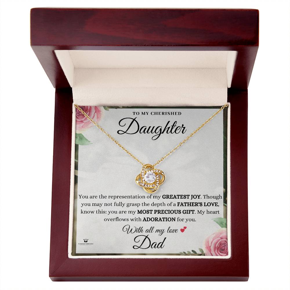 A Father's Adoration: Honoring His Cherished Daughter - Love Knot Necklace