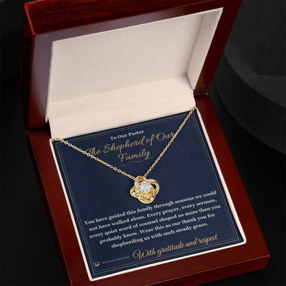 Love Knot Necklace with personalized message card for pastor