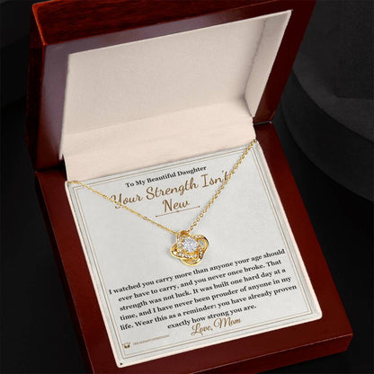 Engraved Love Knot Necklace with message for daughter