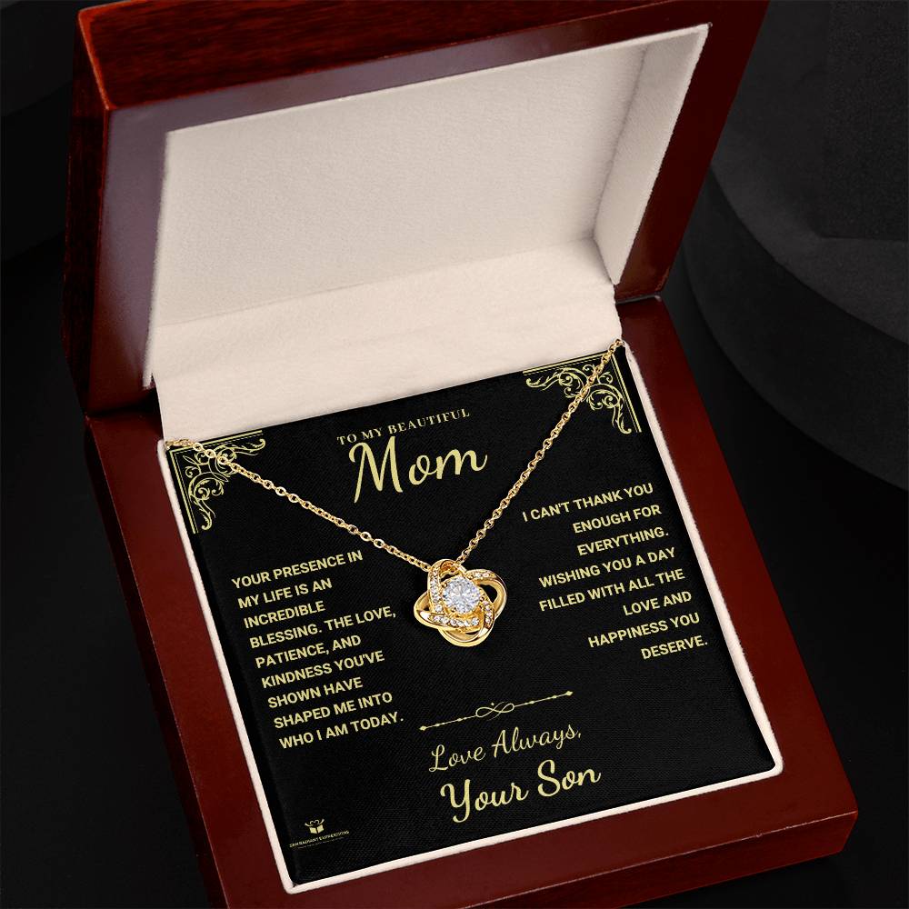 My Mom's Love: A Blessing Beyond Measure - Love Knot Necklace