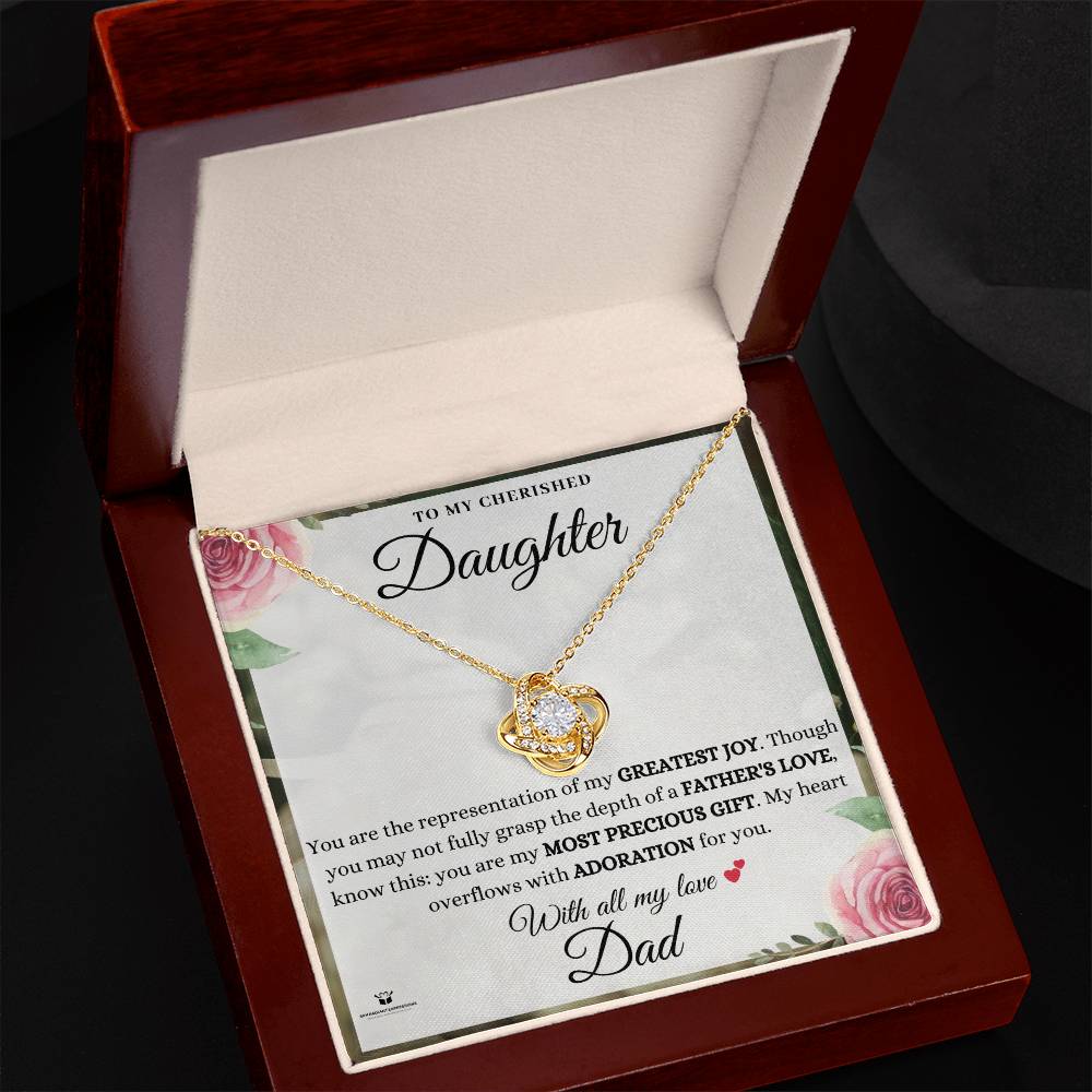 A Father's Adoration: Honoring His Cherished Daughter - Love Knot Necklace