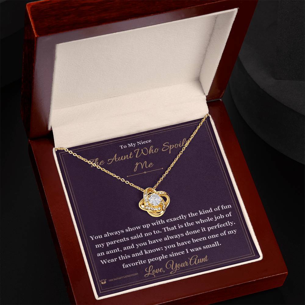 Love Knot Necklace with personalized message card for niece