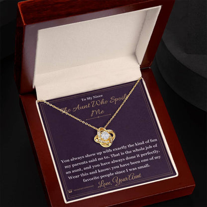 Love Knot Necklace with personalized message card for niece