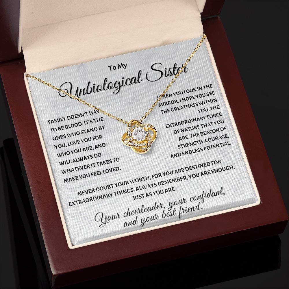 To My Unbiological Sister: A Bond Beyond Blood - Love Knot Necklace