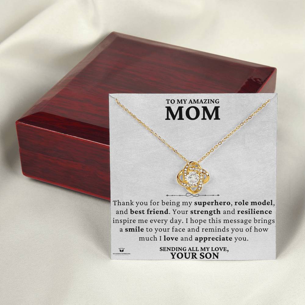 A Son's Loving Message to His Superhero Mom - Love Knot Neckalce