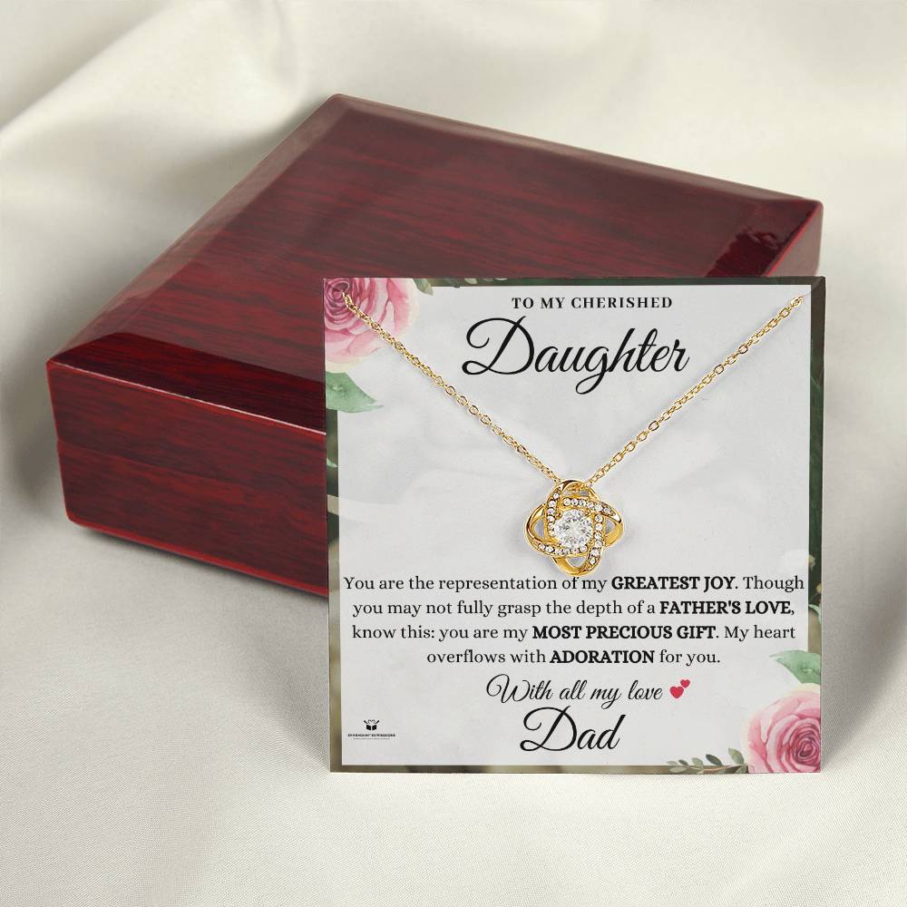 A Father's Adoration: Honoring His Cherished Daughter - Love Knot Necklace