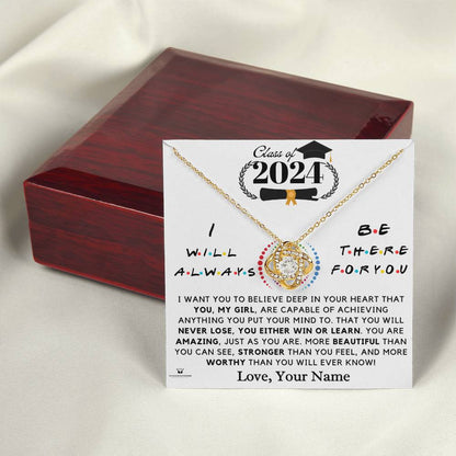Love Knot Necklace - Class of 2024 Graduation Love Knot Necklace for Her
