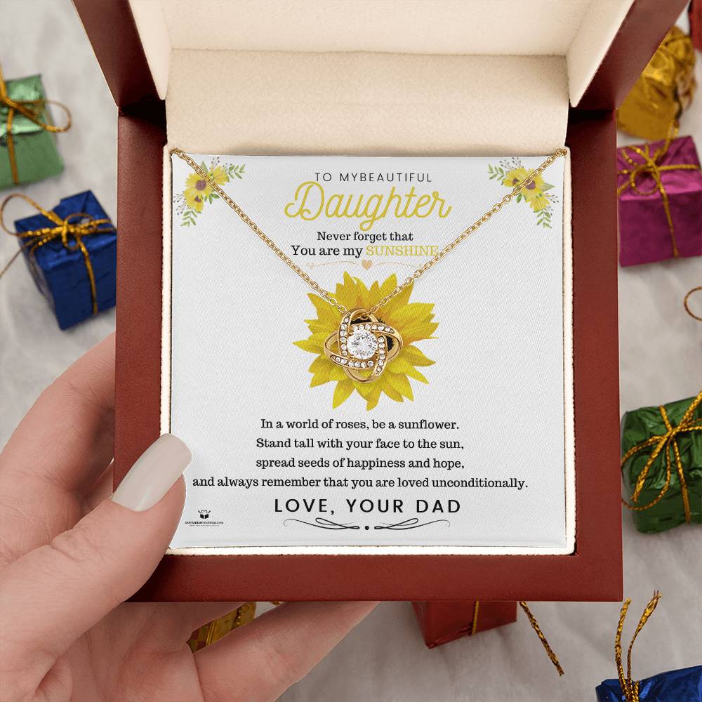 To My Beautiful Daughter - You Are My Sunshine - Love Knot Necklace