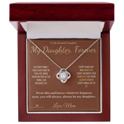 Engraved Love Knot Necklace keepsake for daughter