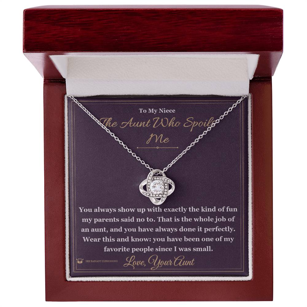 Engraved Love Knot Necklace with message for niece