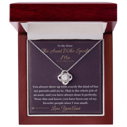 Engraved Love Knot Necklace with message for niece