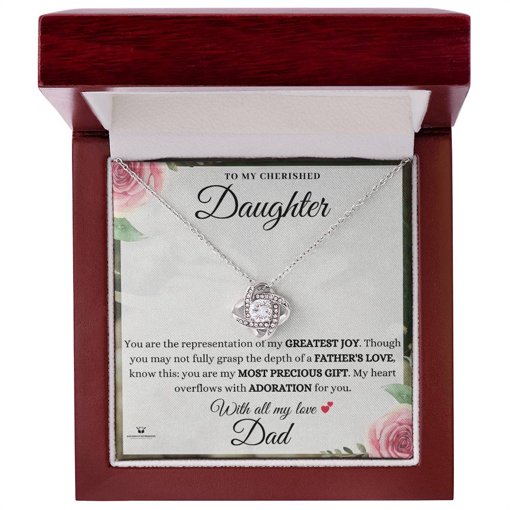 A Father's Adoration: Honoring His Cherished Daughter - Love Knot Necklace