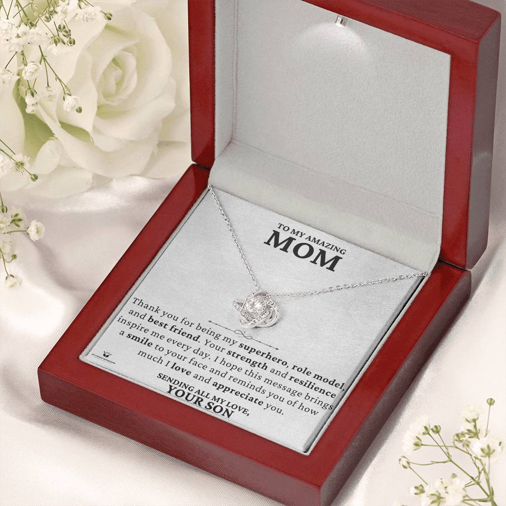 A Son's Loving Message to His Superhero Mom - Love Knot Neckalce