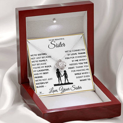 Necklace with personalized message card for sister