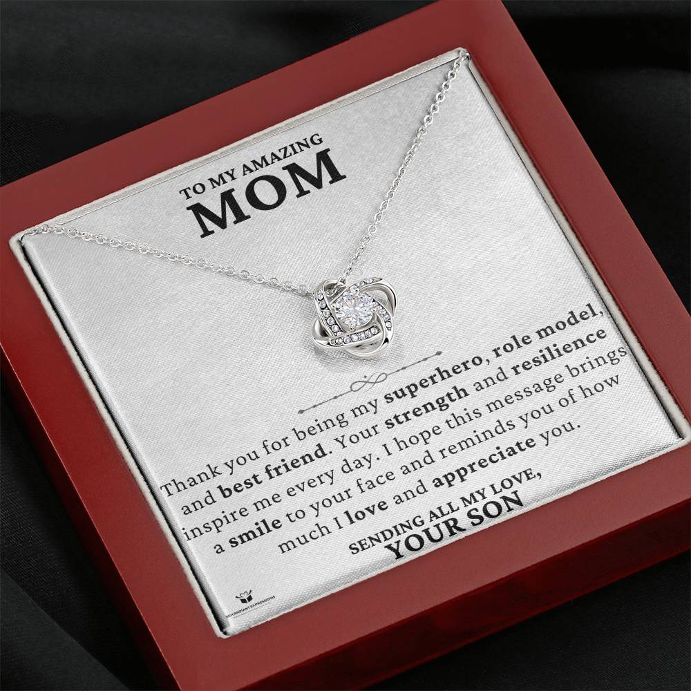 A Son's Loving Message to His Superhero Mom - Love Knot Neckalce