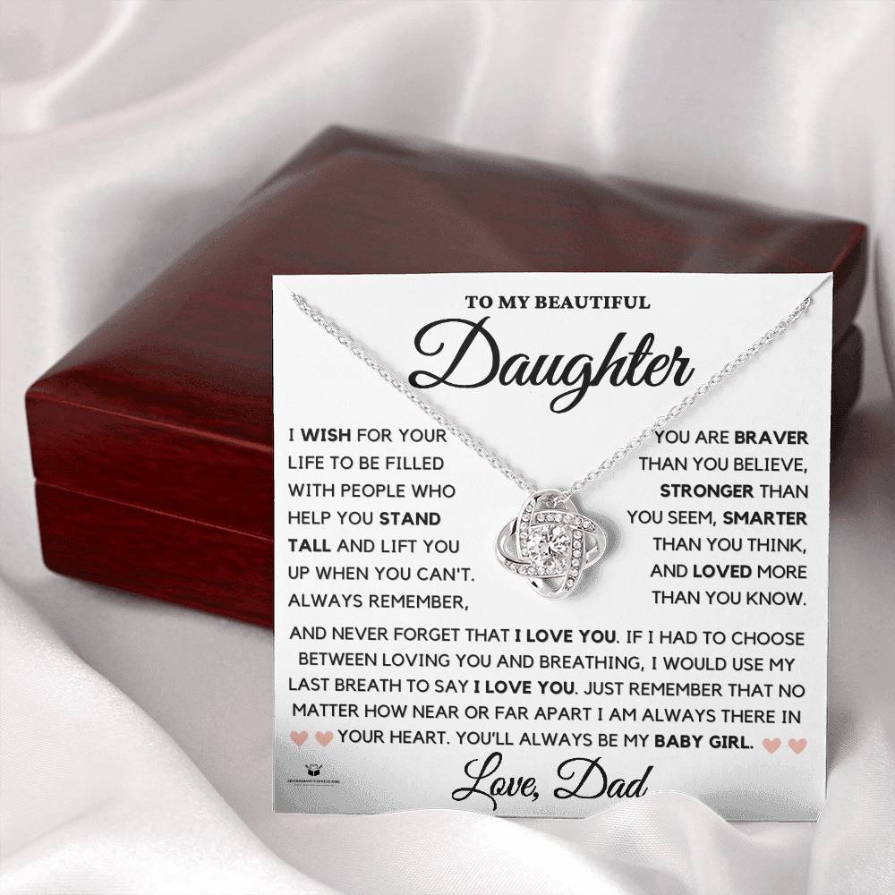 To My Daughter: You'll Always Be My Baby Girl – A Father's Eternal Love | Love Knot Necklace