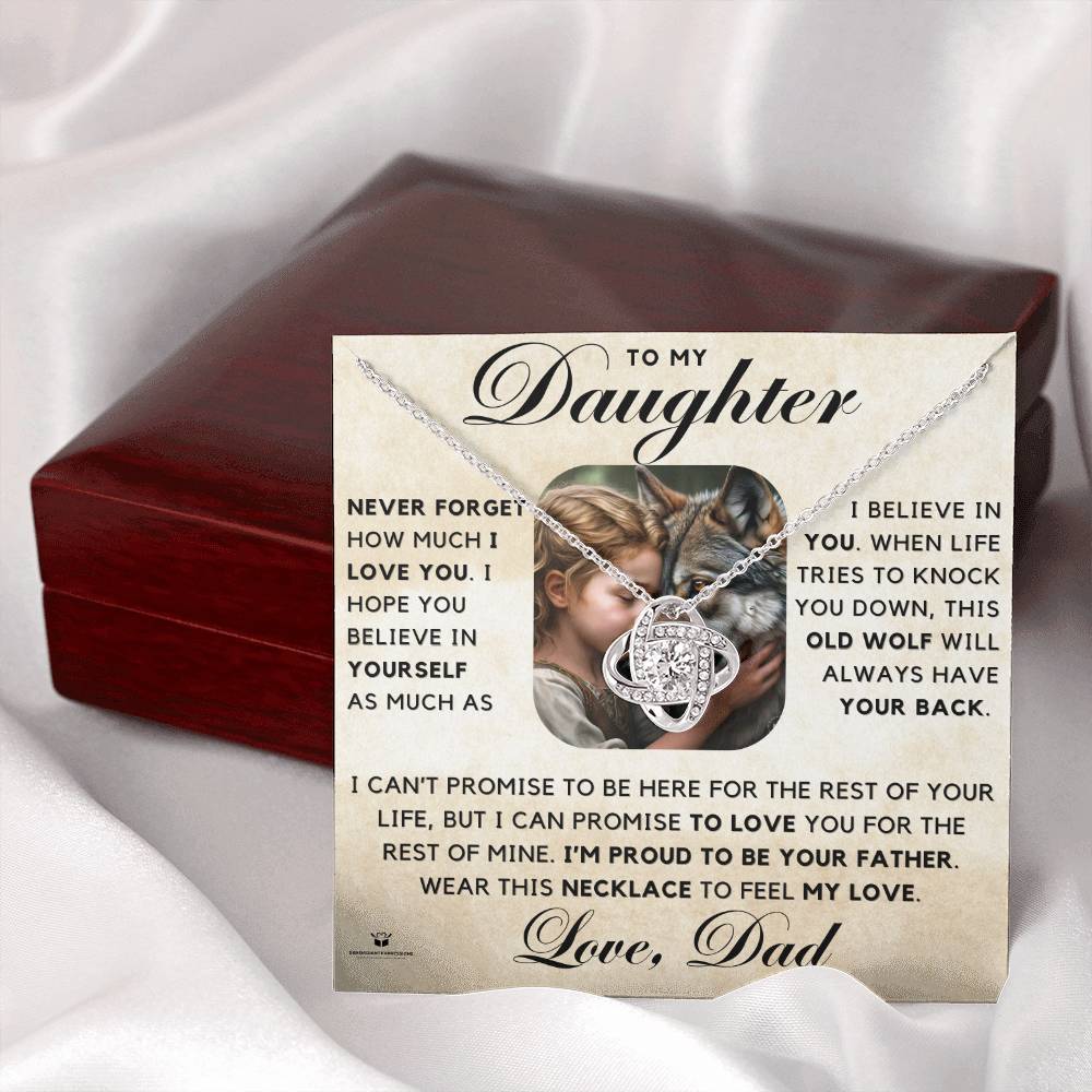 To My Daughter - Proud to Be Your Father - Love Knot Necklace