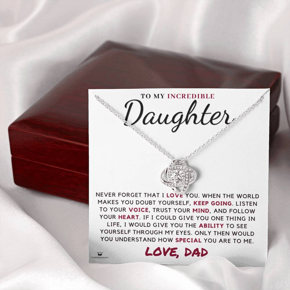 Believe in Yourself: A Father's Guidance for His Daughter - Love Knot Necklace