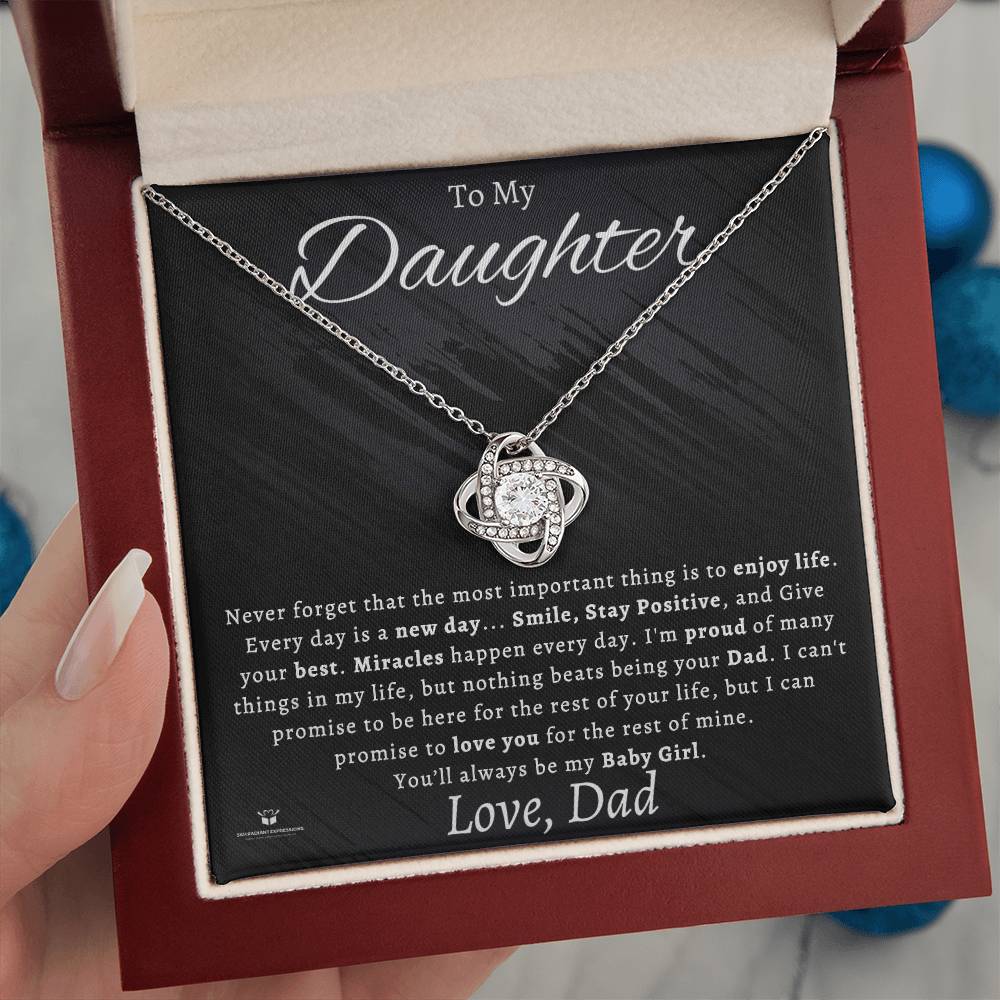 To My Daughter - Forever My Baby Girl - Love Knot Necklace