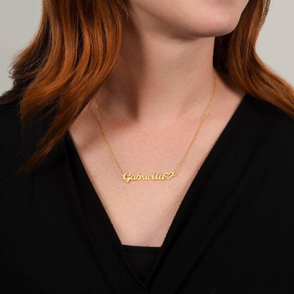 To My Wife - Wedding Anniversary Gift - Name Necklace + Heart Character